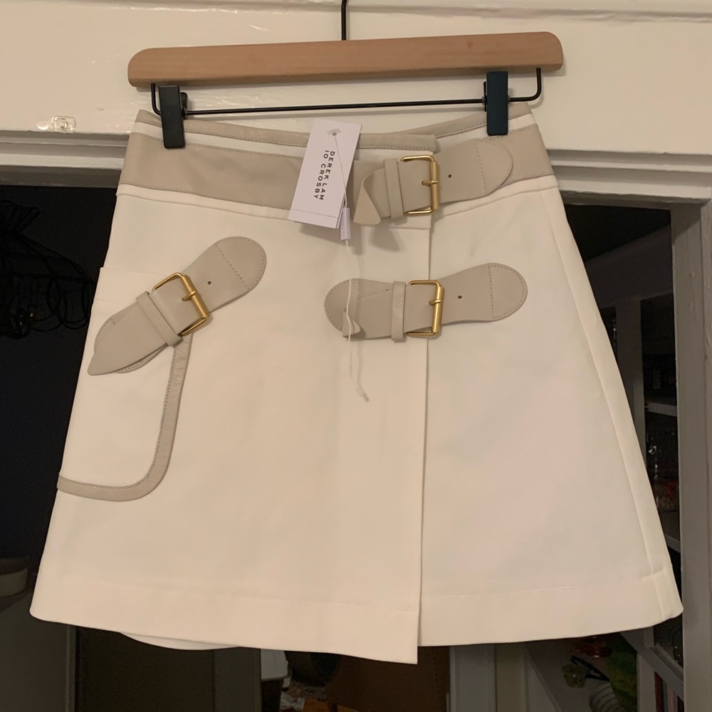 NWT Derek Lam White Leather Wrap Skirt